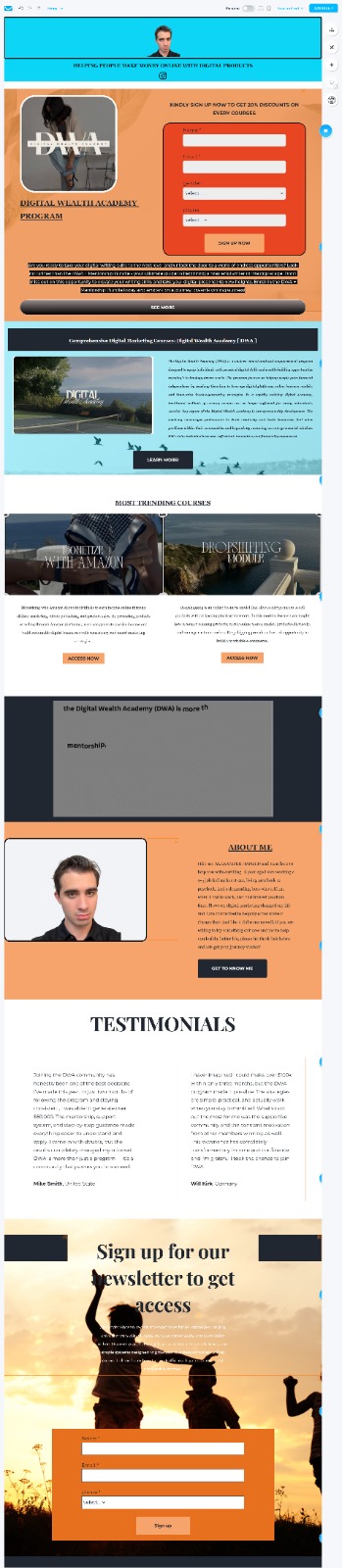 Digital Wealth Academy Landing Page — Automated Sales Funnel project delivered by Sophia