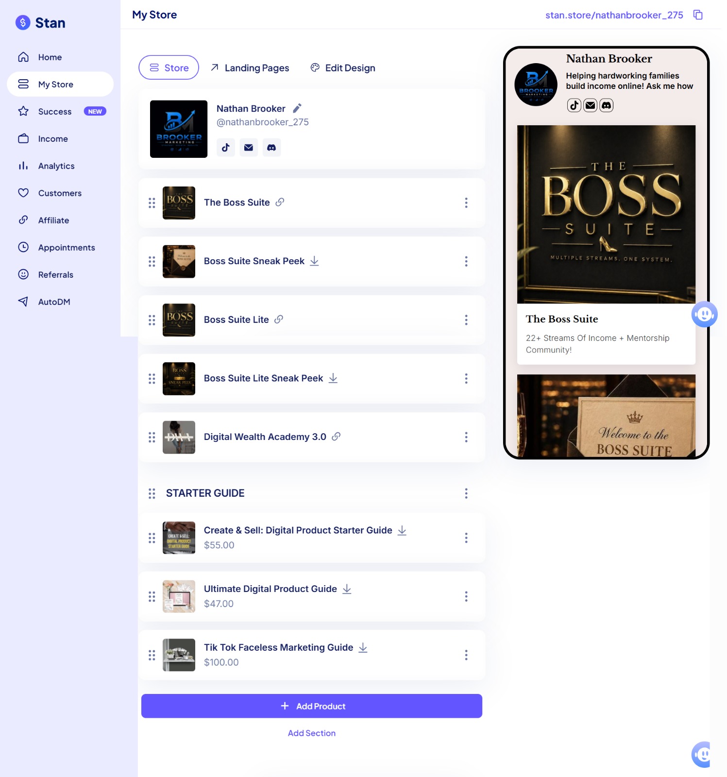 Stan Store Build — Brooker Marketing — Store Setup project delivered by Sophia